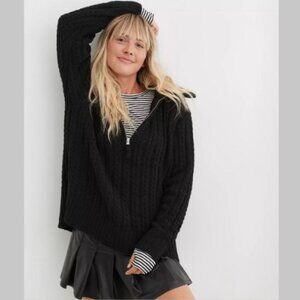 NEW Aerie Cable Car Quarter Zip Sweater XS